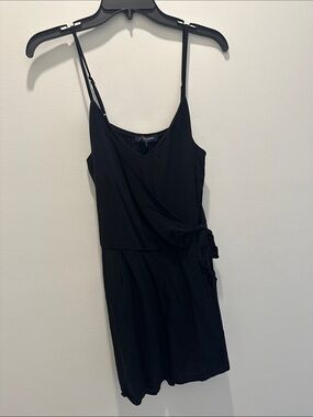 one clothing Black Spaghetti-Strap Wrap Mini Dress